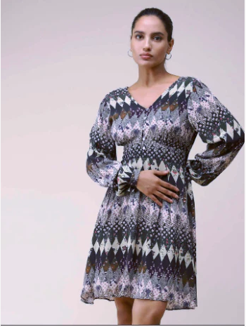Black Printed Short Dress (1)