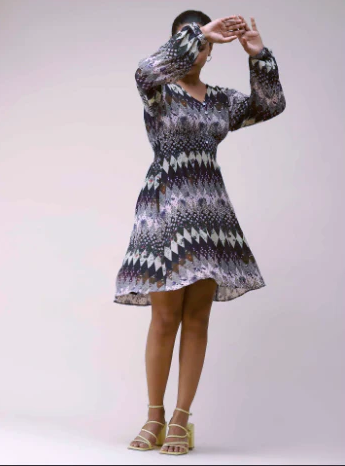 Black Printed Short Dress (2)