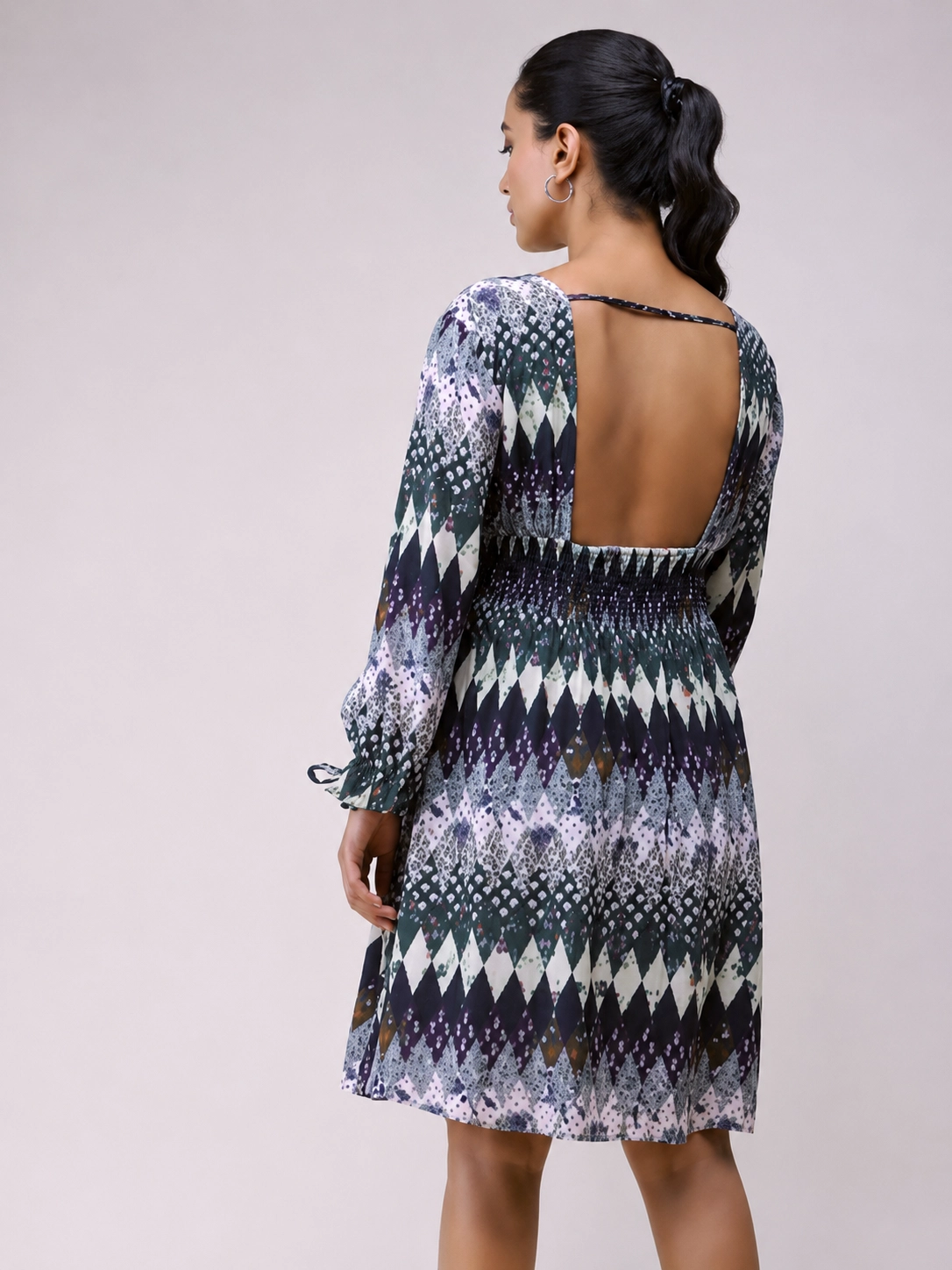 Black Printed Short Dress 2