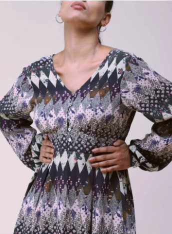 Black Printed Short Dress (4)