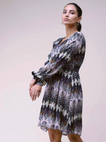Black Printed Short Dress (7)