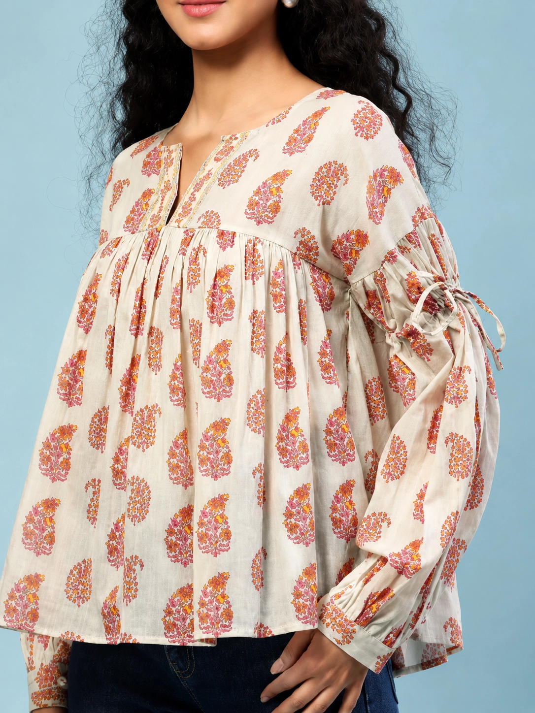 Grey Dhuni Peasant Top 3