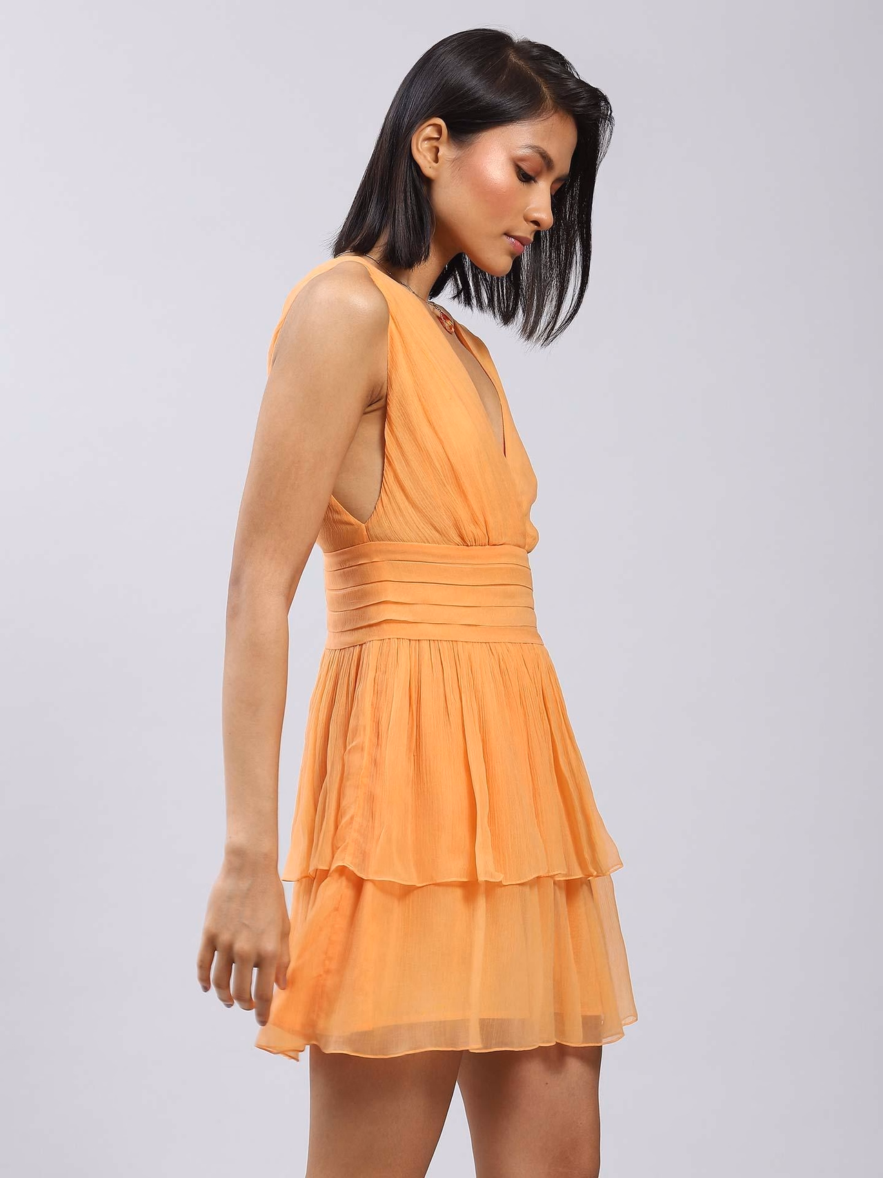 Orange Short Dress with Tiers (3)
