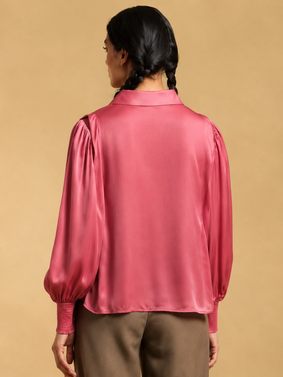 Pink Solid Button Down Shirt 3