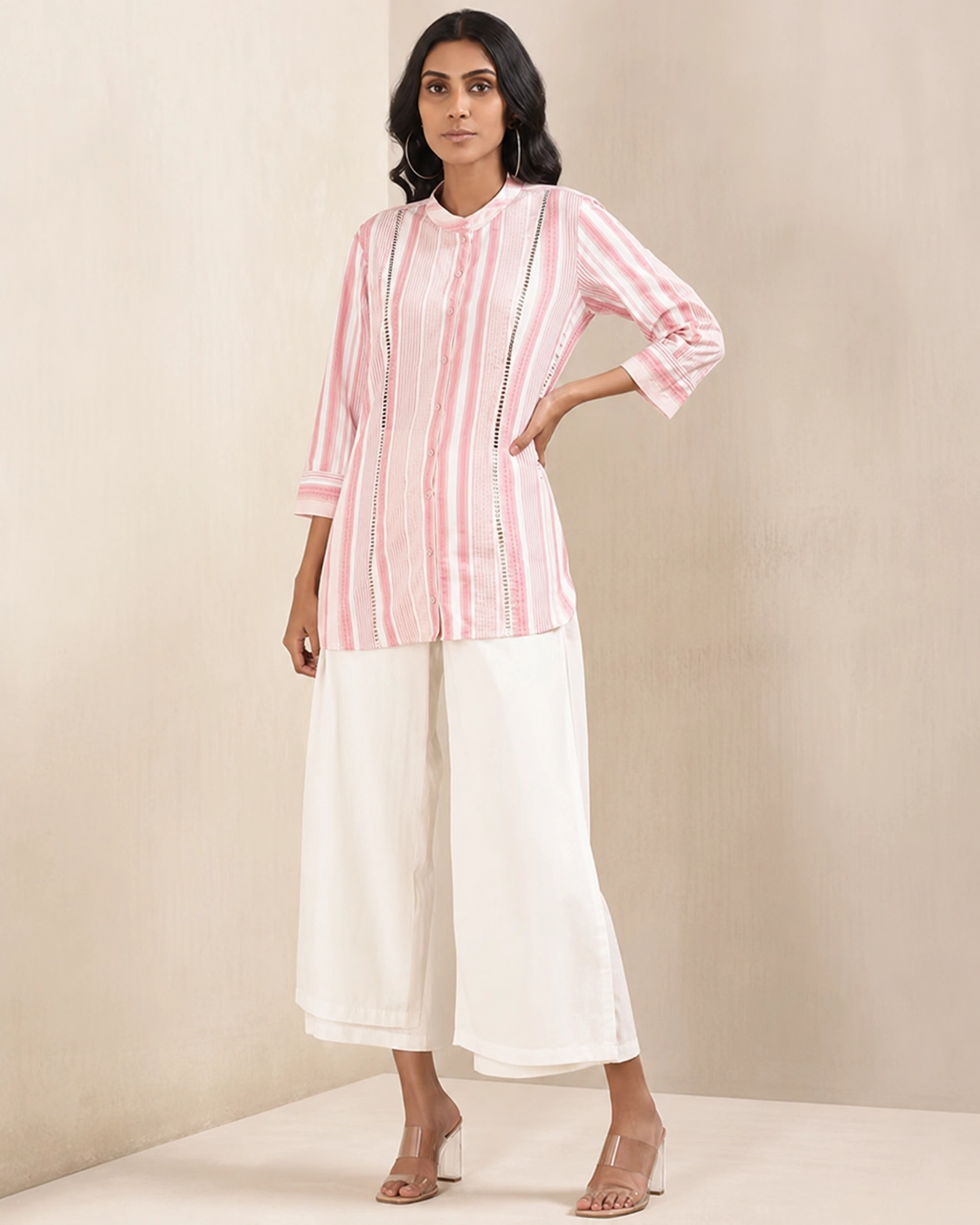 Pink Striped Cotton Kurti 3