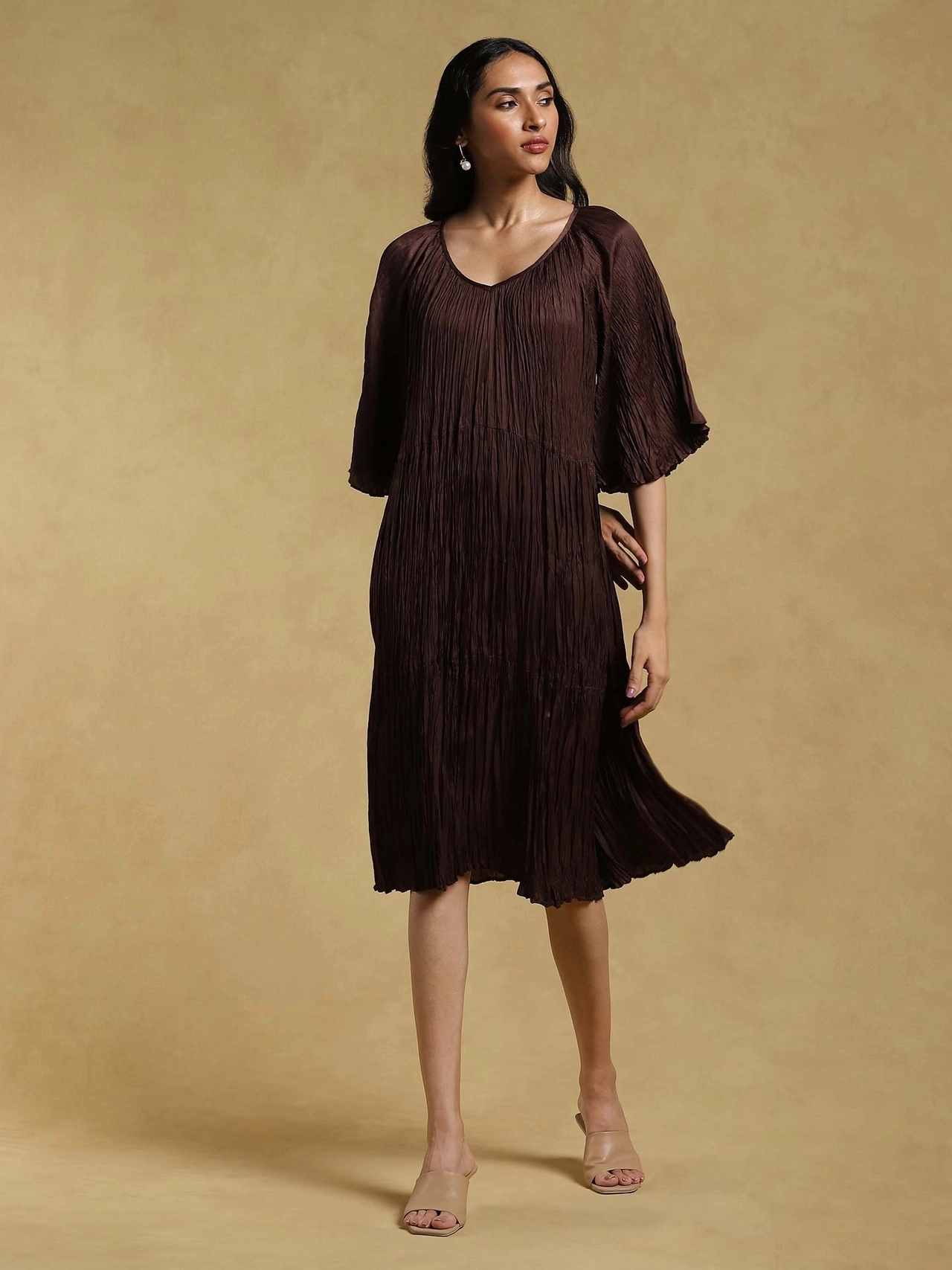 Coffee Ethereal Satin Dress