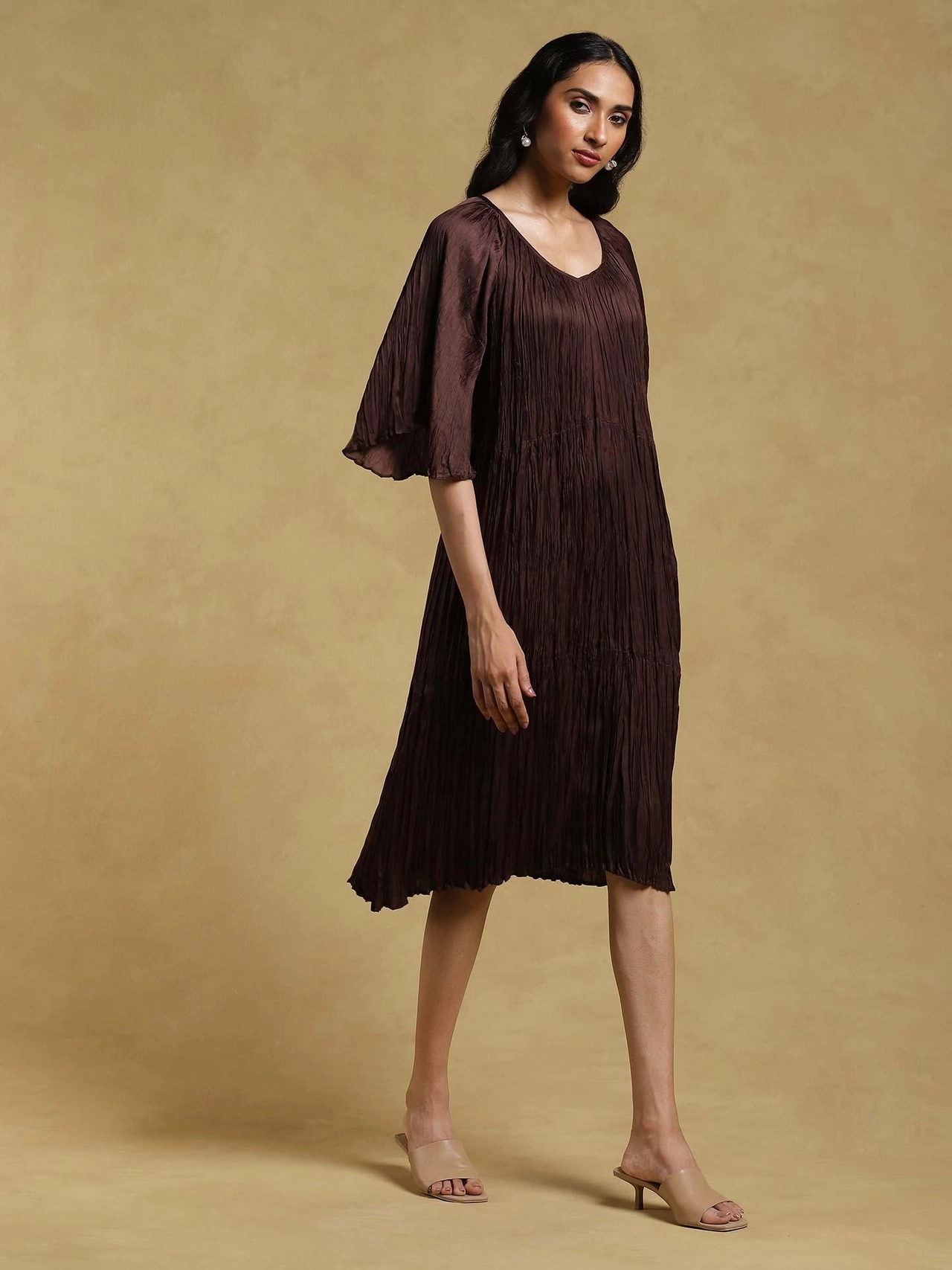 Coffee Ethereal Satin Dress 3