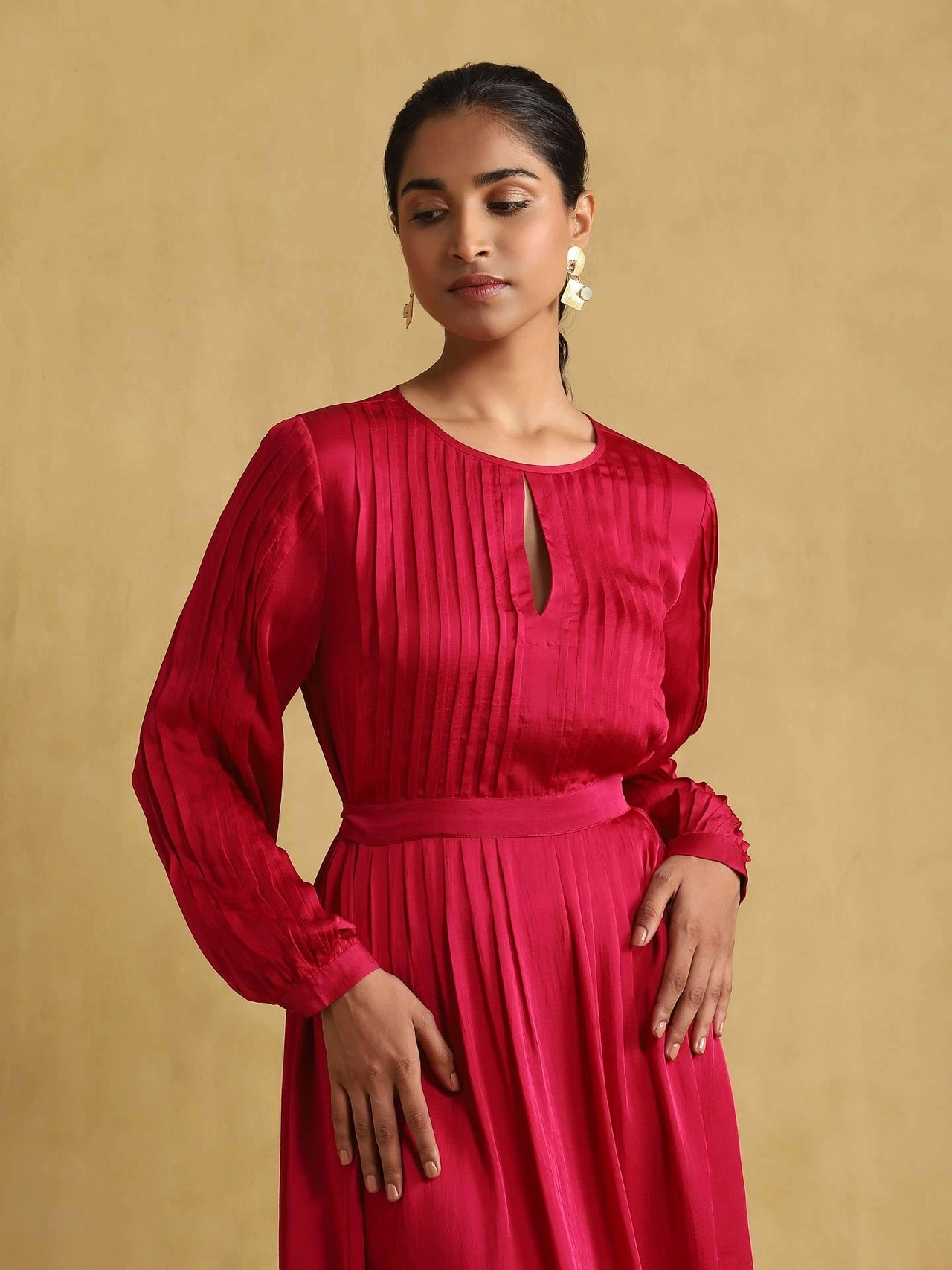 Pink Solids Satin Dress 3