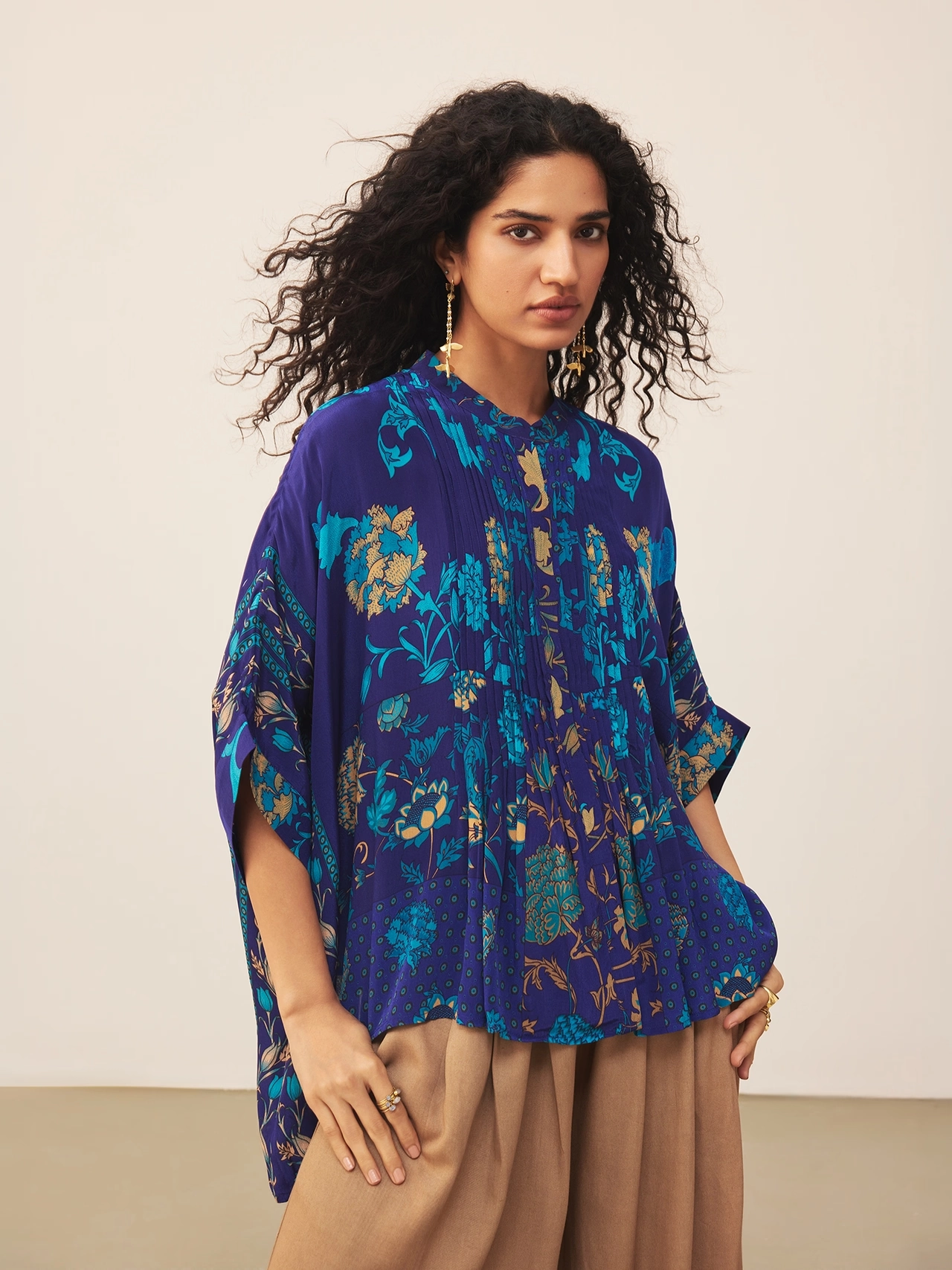 Royal & Turquoise Calico K Kurti